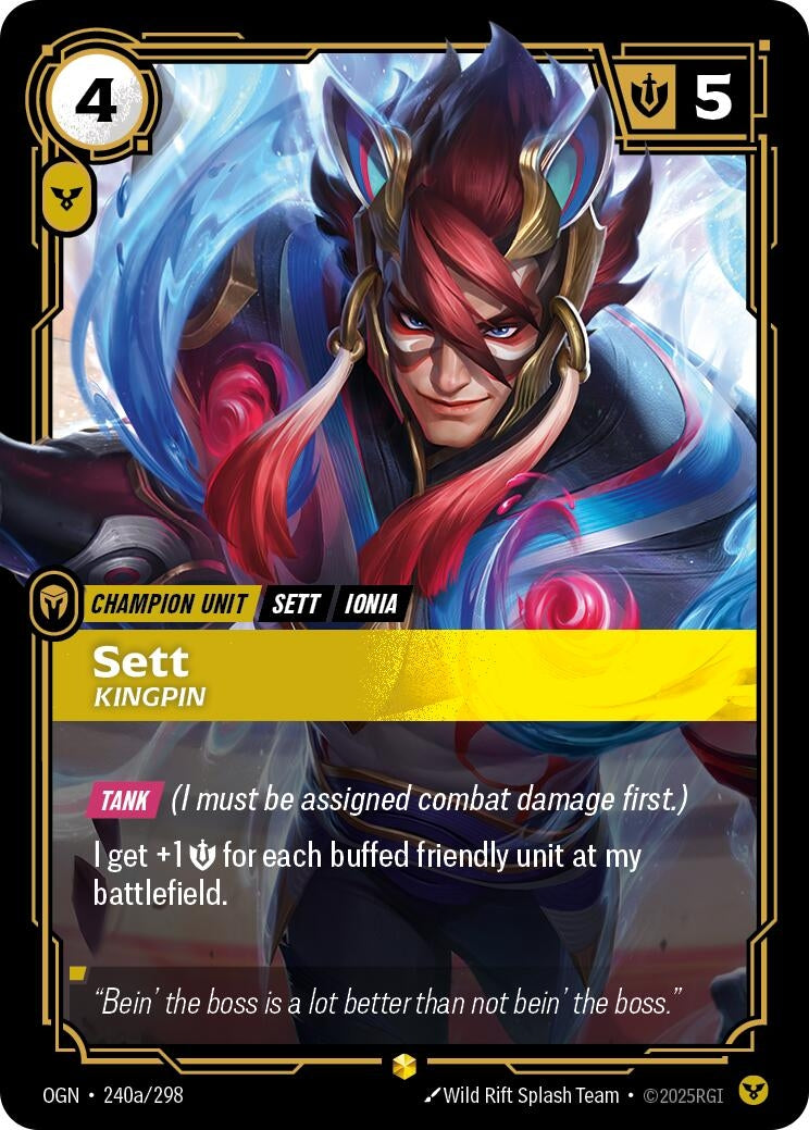 Image for Sett - Kingpin (Alternate Art) (240a/298) (Origins) (OGN) - Riftbound: League of Legends Trading Card Game