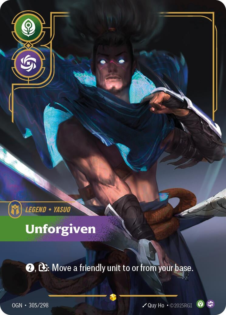Image for Yasuo - Unforgiven (Overnumbered) (305/298) (Origins) (OGN) - Riftbound: League of Legends Trading Card Game