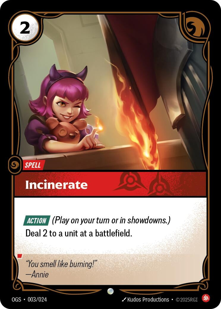 Image for Incinerate (003/024) (Origins: Proving Grounds) (OGS) - Riftbound: League of Legends Trading Card Game