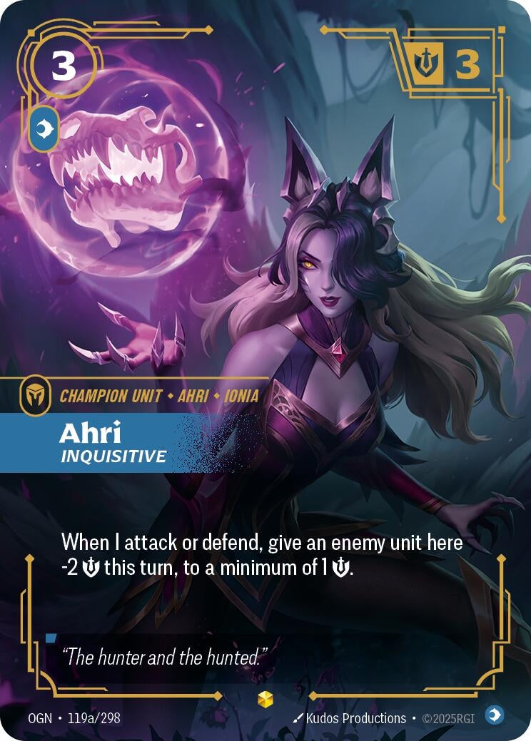Image for Ahri - Inquisitive (Alternate Art) (119a/298) (Origins) (OGN) - Riftbound: League of Legends Trading Card Game