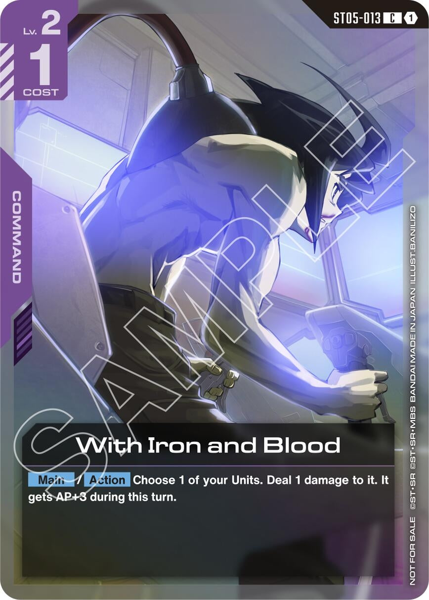Image for With Iron and Blood (ST05 Release Event) (ST05-013) (Gundam Promotional Cards) (GCG-PR) - Gundam Card Game