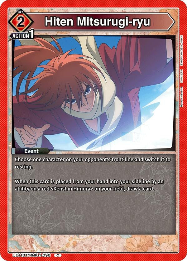 Image for Hiten Mitsurugi-ryu (UE11BT/RNK-1-098) (UE11BT: Rurouni Kenshin) (UE11BT) - Union Arena