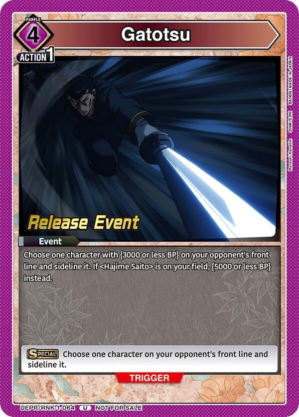 Image for Gatotsu (UEPR/RNK-1-064) (UE11BT: Rurouni Kenshin Release Event Cards) (UE11BT_RE) - Union Arena