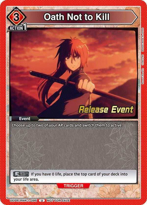 Image for Oath Not to Kill (UEPR/RNK-1-096) (UE11BT: Rurouni Kenshin Release Event Cards) (UE11BT_RE) - Union Arena