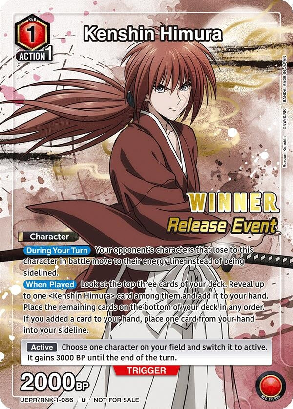Image for Kenshin Himura (Release Event Winner) (UEPR/RNK-1-086) (UE11BT: Rurouni Kenshin Release Event Cards) (UE11BT_RE) - Union Arena