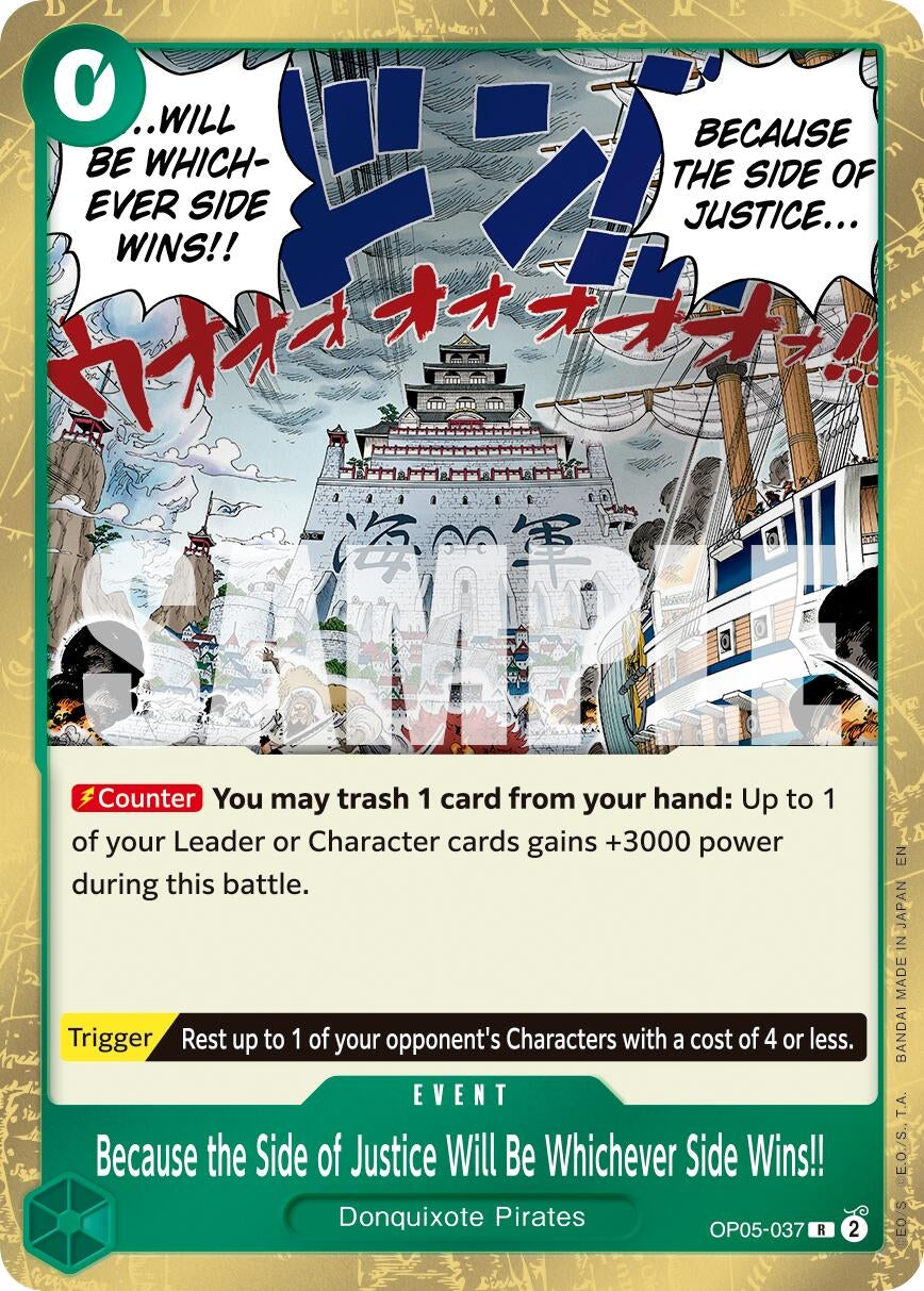 Image for Because the Side of Justice Will Be Whichever Side Wins!! (Reprint) (OP05-037) (Premium Booster -The Best- Vol. 2) (PRB-02) - One Piece Card Game