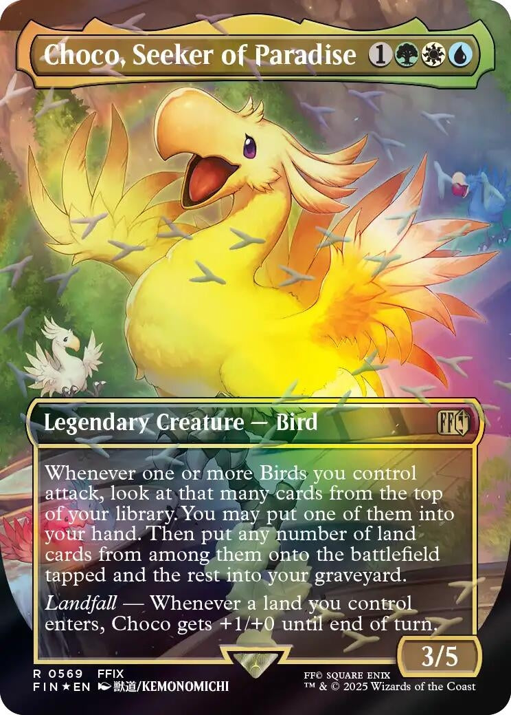 Choco, Seeker of Paradise (Borderless) (Chocobo Track Foil) (569) (FINAL FANTASY)