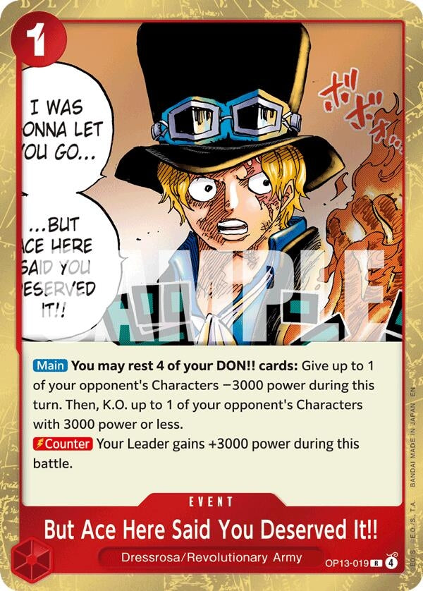Image for But Ace Here Said You Deserved It!! (OP13-019) (Carrying On His Will) (OP13) - One Piece Card Game