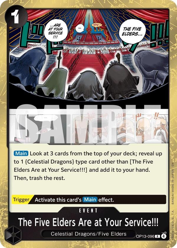 Image for The Five Elders Are at Your Service!!! (OP13-096) (Carrying On His Will) (OP13) - One Piece Card Game
