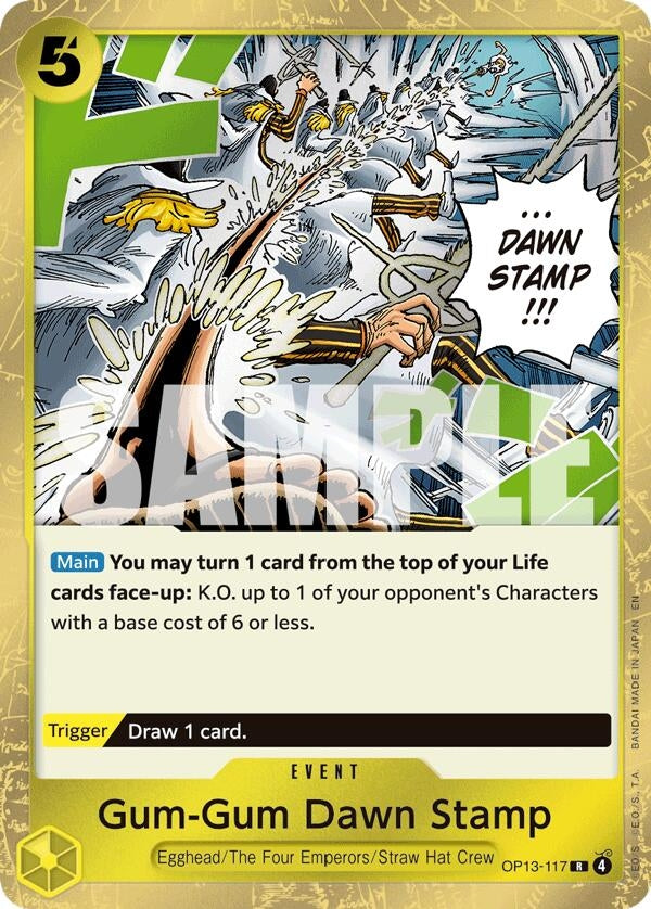 Image for Gum-Gum Dawn Stamp (OP13-117) (Carrying On His Will) (OP13) - One Piece Card Game