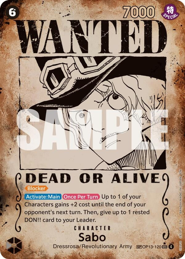 Image for Sabo (120) (Wanted Poster) (OP13-120) (Carrying On His Will) (OP13) - One Piece Card Game