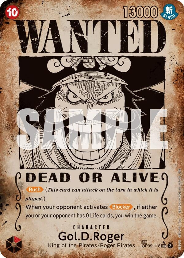 Image for Gol.D.Roger - OP09-118 (SP) (Wanted Poster) (OP09-118) (Carrying On His Will) (OP13) - One Piece Card Game