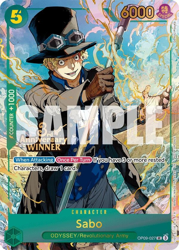 Image for Sabo - OP09-027 (3rd Anniversary Winner) (OP09-027) (One Piece Promotion Cards) (OP-PR) - One Piece Card Game
