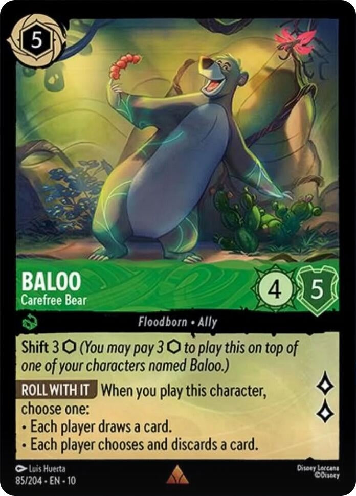 Image for Baloo - Carefree Bear (85/204) (Whispers in the Well) (10) - Disney Lorcana