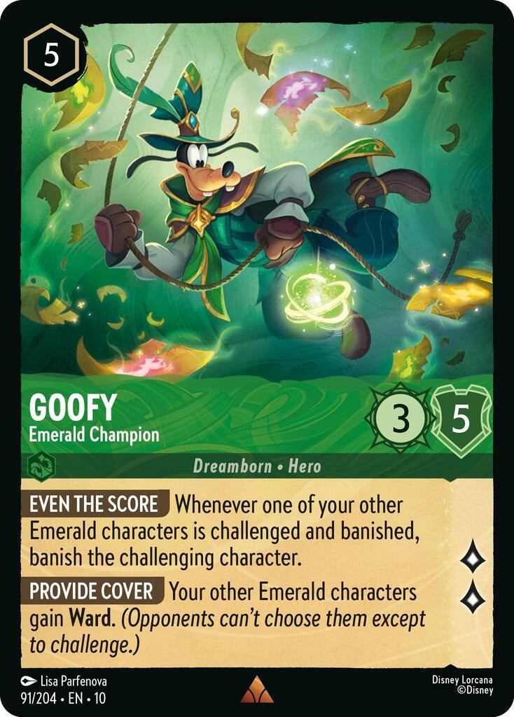 Image for Goofy - Emerald Champion (91/204) (Whispers in the Well) (10) - Disney Lorcana