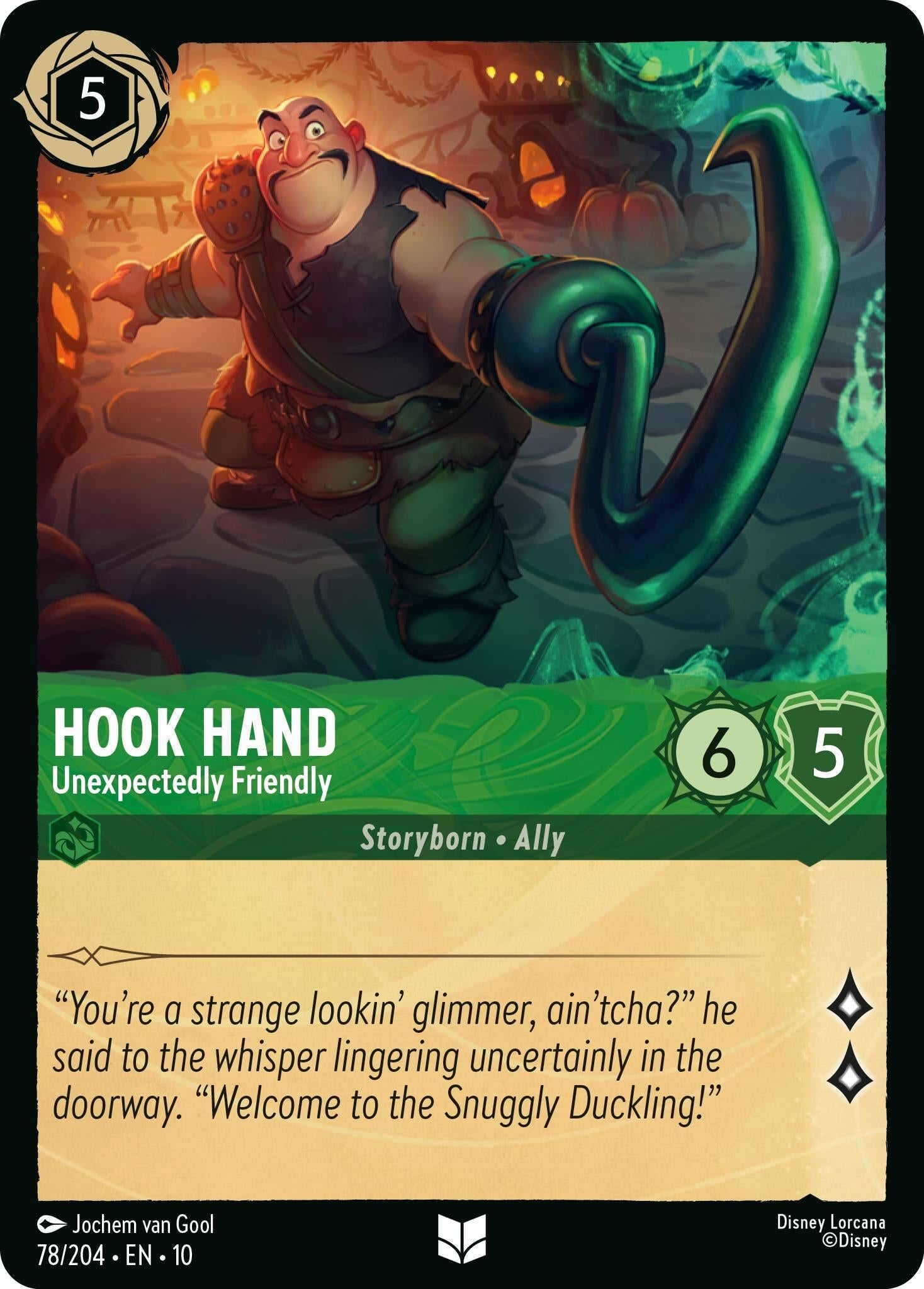 Image for Hook Hand - Unexpectedly Friendly (78/204) (Whispers in the Well) (10) - Disney Lorcana
