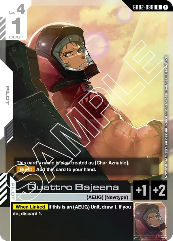 Image for Quattro Bajeena (Store Tournament Participant Pack 02) (GD02-098) (Gundam Promotional Cards) (GCG-PR) - Gundam Card Game