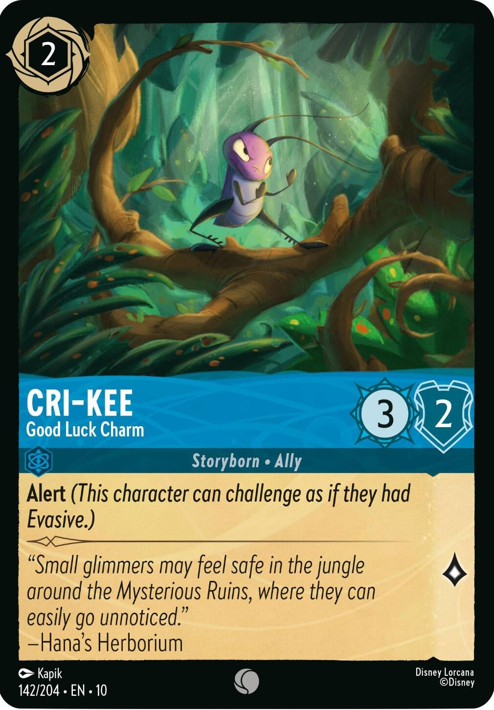 Image for Cri-Kee - Good Luck Charm (142/204) (Whispers in the Well) (10) - Disney Lorcana
