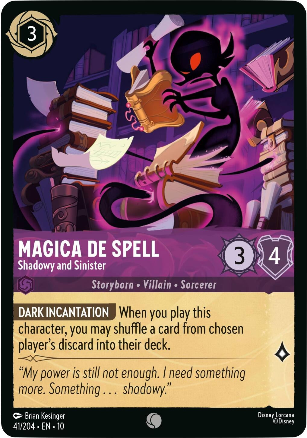 Image for Magica De Spell - Shadowy and Sinister (41/204) (Whispers in the Well) (10) - Disney Lorcana
