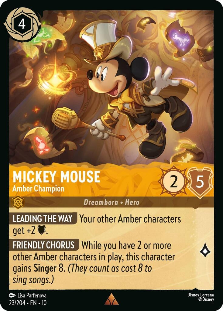 Image for Mickey Mouse - Amber Champion (23/204) (Whispers in the Well) (10) - Disney Lorcana