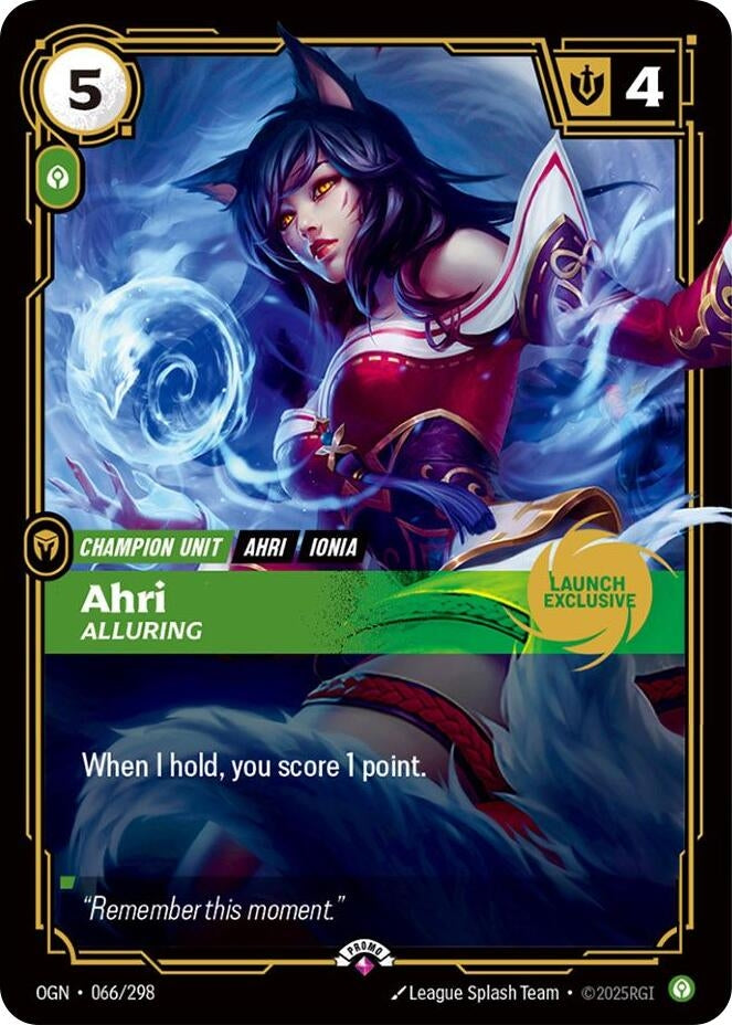 Image for Ahri - Alluring (Launch Exclusive) (066/298) (Riftbound Promotional Cards) (PR) - Riftbound: League of Legends Trading Card Game
