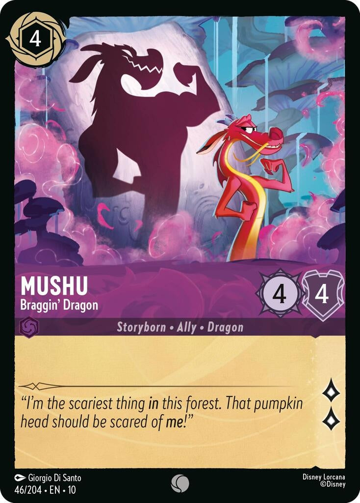 Image for Mushu - Braggin' Dragon (46/204) (Whispers in the Well) (10) - Disney Lorcana
