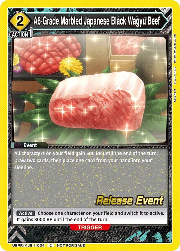 Image for A6-Grade Marbled Japanese Black Wagyu Beef (UEPR/KJ8-1-034) (UE12BT: Kaiju No. 8 Release Event Cards) (UE12BT_RE) - Union Arena