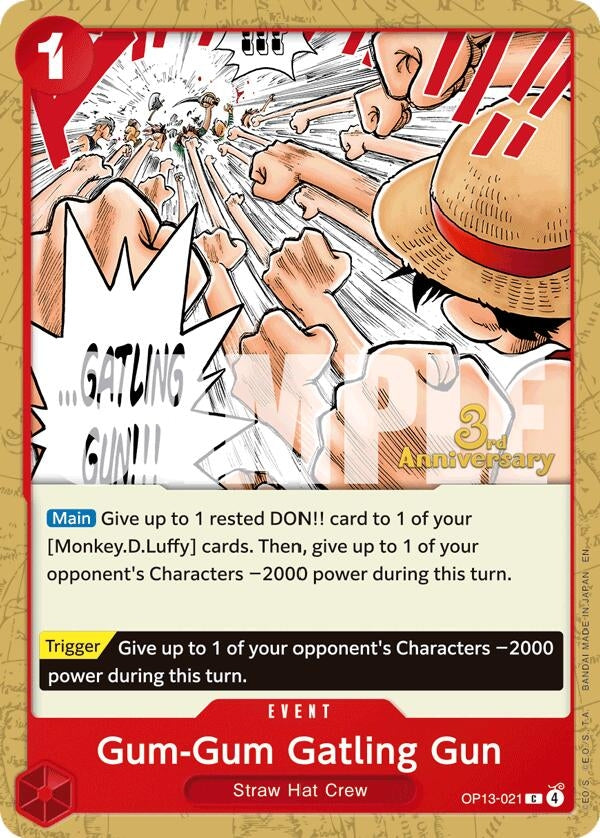 Image for Gum-Gum Gatling Gun (OP13-021) (Carrying On His Will: 3rd Anniversary Tournament Cards) (OP13 ANN) - One Piece Card Game