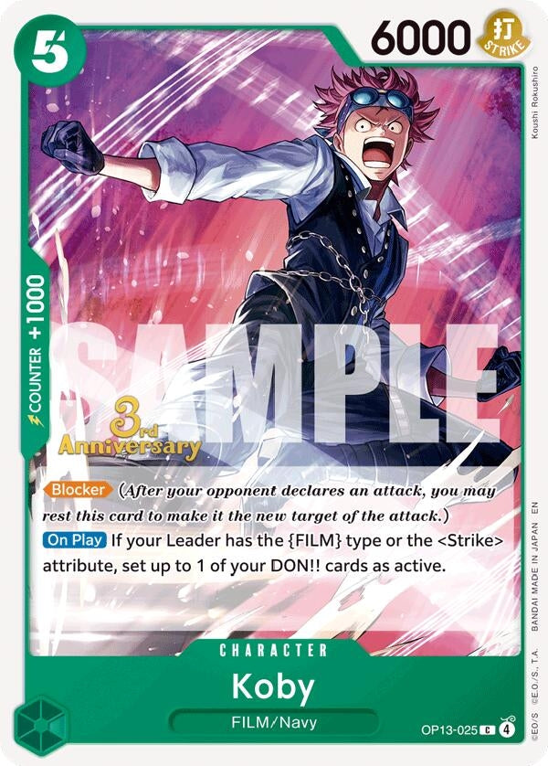 Image for Koby (OP13-025) (Carrying On His Will: 3rd Anniversary Tournament Cards) (OP13 ANN) - One Piece Card Game
