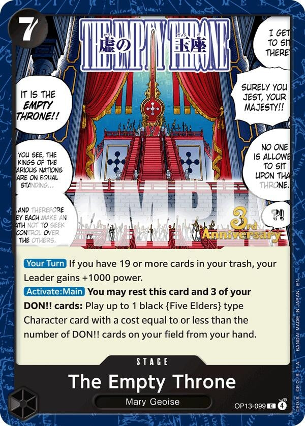 Image for The Empty Throne (OP13-099) (Carrying On His Will: 3rd Anniversary Tournament Cards) (OP13 ANN) - One Piece Card Game
