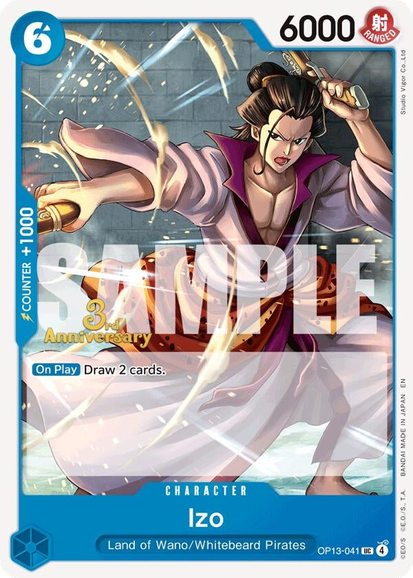Image for Izo (OP13-041) (Carrying On His Will: 3rd Anniversary Tournament Cards) (OP13 ANN) - One Piece Card Game