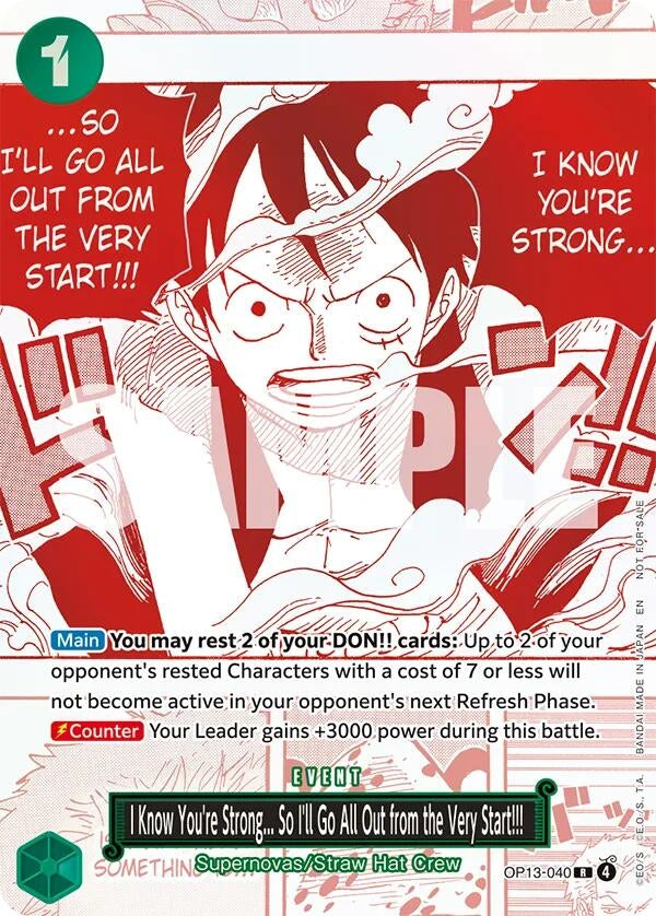 Image for I Know You're Strong... So I'll Go All Out from the Very Start!!! (3rd Anniversary Treasure Campaign Pack) (OP13-040) (One Piece Promotion Cards) (OP-PR) - One Piece Card Game