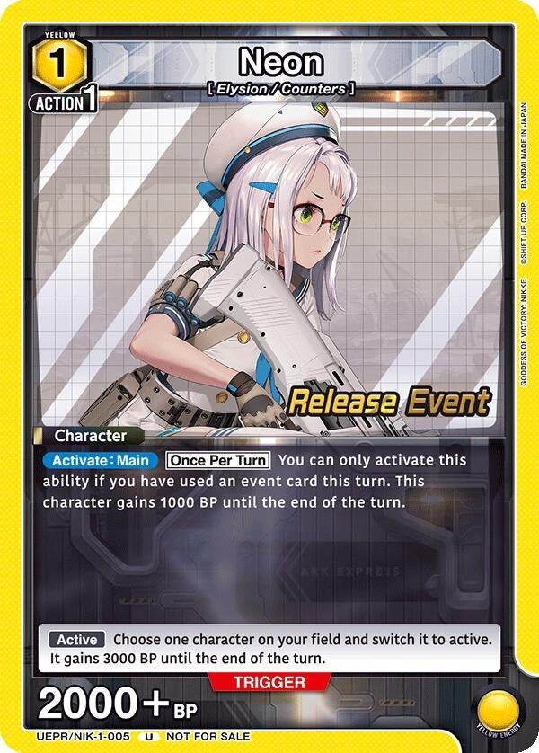 Image for Neon (005) (UEPR/NIK-1-005) (UE14BT: GODDESS OF VICTORY: NIKKE Release Event Cards) (UE14BT_RE) - Union Arena