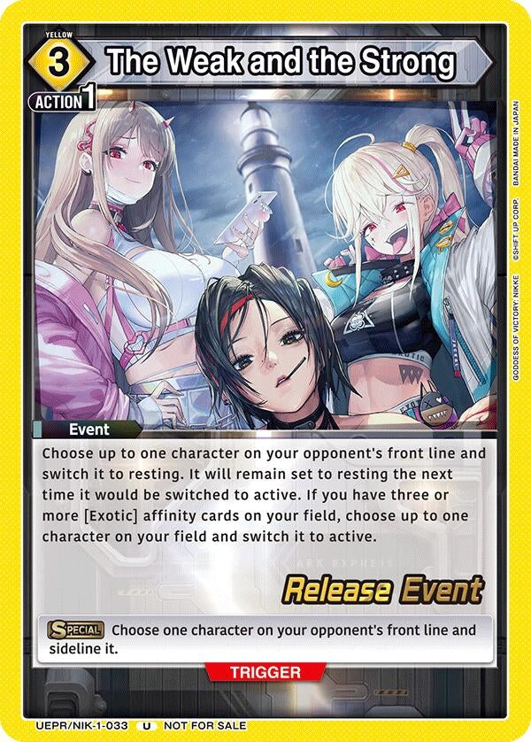 Image for The Weak and the Strong (UEPR/NIK-1-033) (UE14BT: GODDESS OF VICTORY: NIKKE Release Event Cards) (UE14BT_RE) - Union Arena