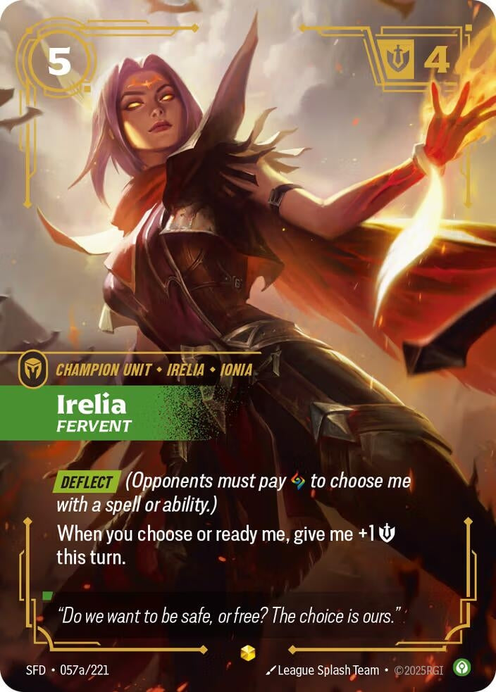 Image for Irelia - Fervent (Alternate Art) (057a/221) (Spiritforged) (SFD) - Riftbound: League of Legends Trading Card Game