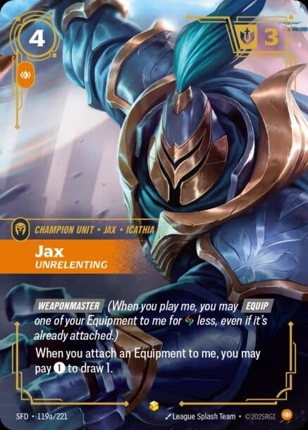 Image for Jax - Unrelenting (Alternate Art) (119a/221) (Spiritforged) (SFD) - Riftbound: League of Legends Trading Card Game