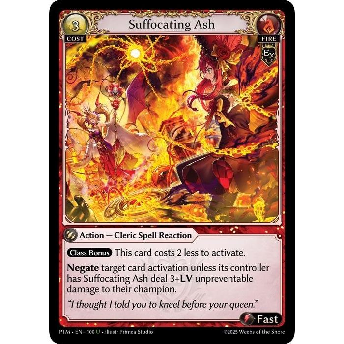 Image for Suffocating Ash (Curio Foil) (100) (Phantom Monarchs) - Grand Archive TCG