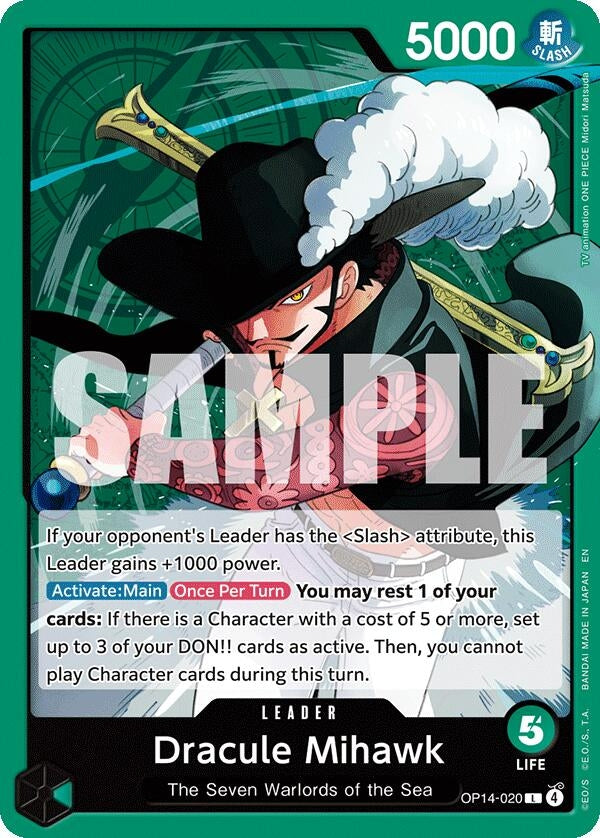 Image for Dracule Mihawk - OP14-020 (OP14-020) (The Azure Sea's Seven) (OP14) - One Piece Card Game