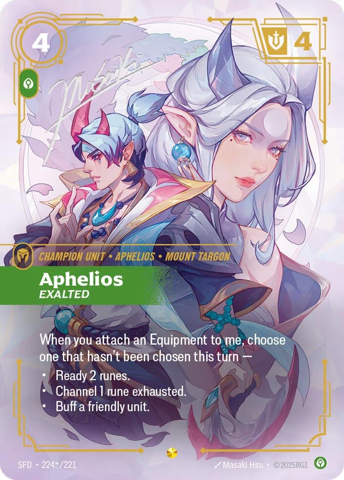 Image for Aphelios - Exalted (Signature) (224*/221) (Spiritforged) (SFD) - Riftbound: League of Legends Trading Card Game