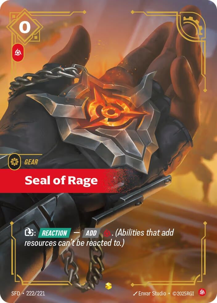 Image for Seal of Rage (Overnumbered) (222/221) (Spiritforged) (SFD) - Riftbound: League of Legends Trading Card Game