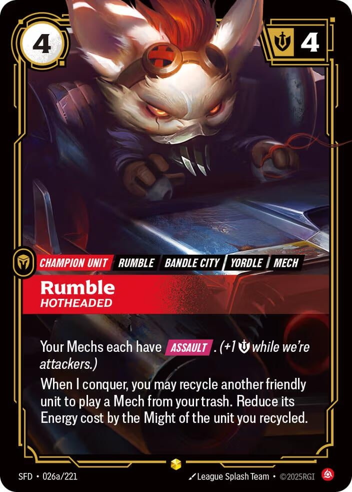 Image for Rumble - Hotheaded (Alternate Art) (026a/221) (Spiritforged) (SFD) - Riftbound: League of Legends Trading Card Game