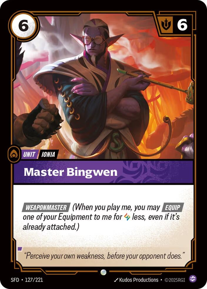 Image for Master Bingwen (127/221) (Spiritforged) (SFD) - Riftbound: League of Legends Trading Card Game