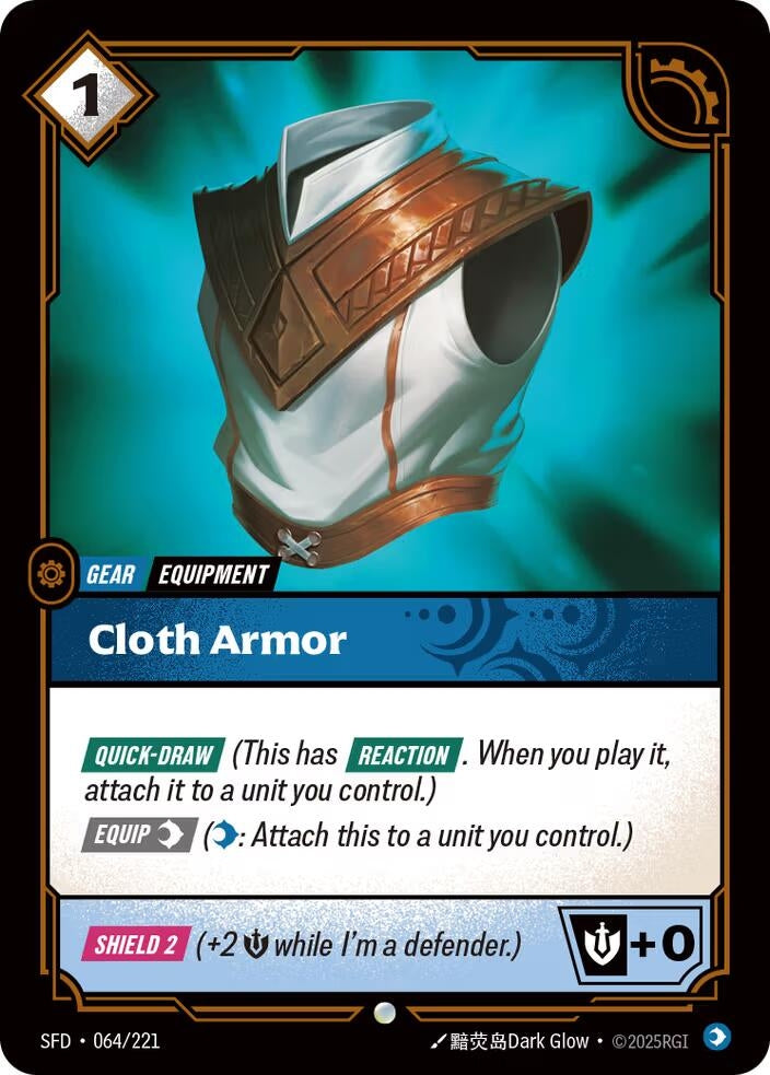Image for Cloth Armor (064/221) (Spiritforged) (SFD) - Riftbound: League of Legends Trading Card Game