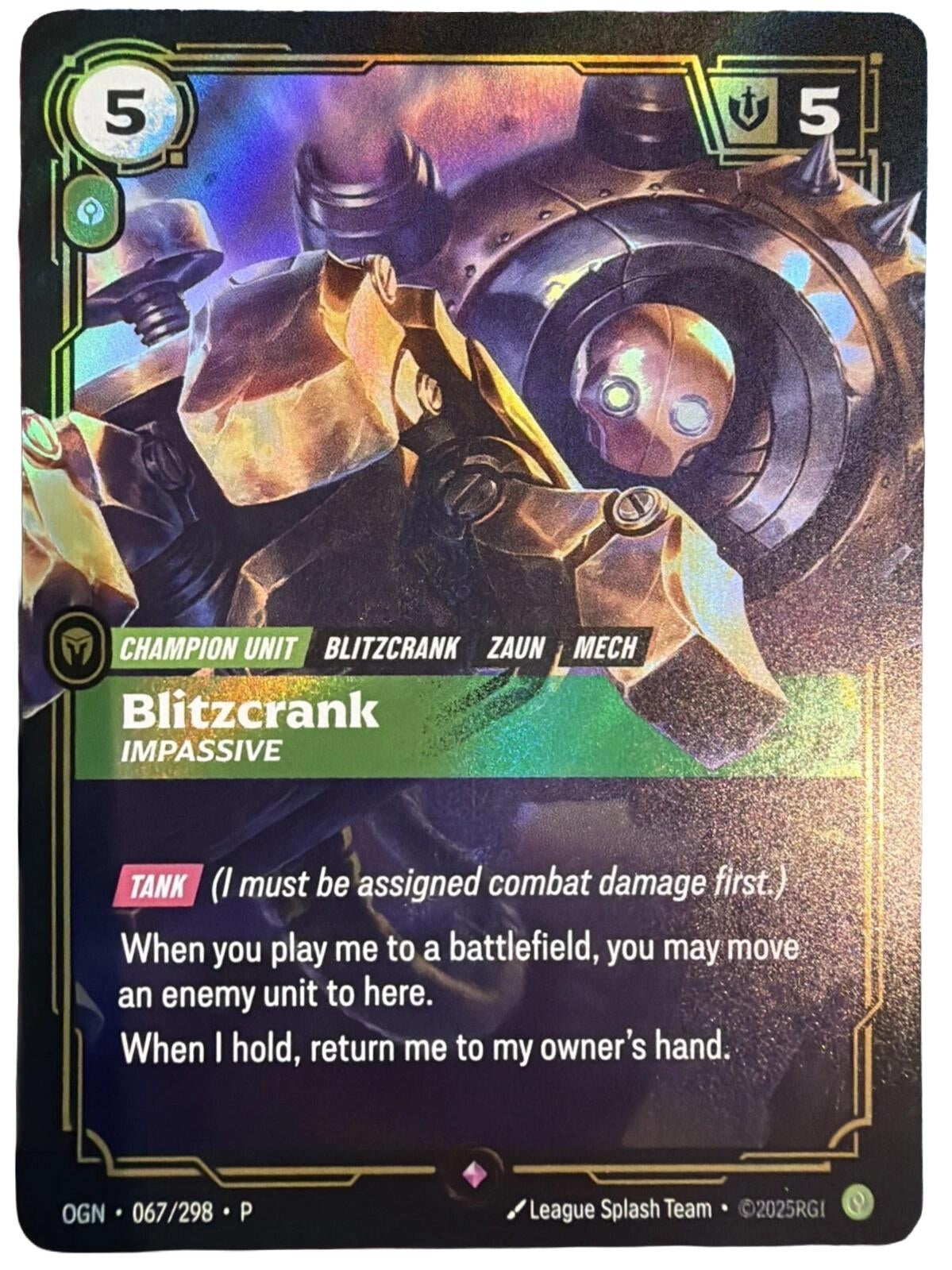 Image for Blitzcrank - Impassive (067/298) (Riftbound Organized Play Promotional Cards) (OPP) - Riftbound: League of Legends Trading Card Game