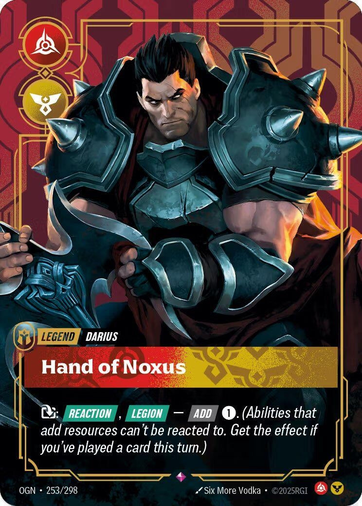 Image for Darius - Hand of Noxus (Metal) (Best Of) (253/298) (Riftbound Organized Play Promotional Cards) (OPP) - Riftbound: League of Legends Trading Card Game