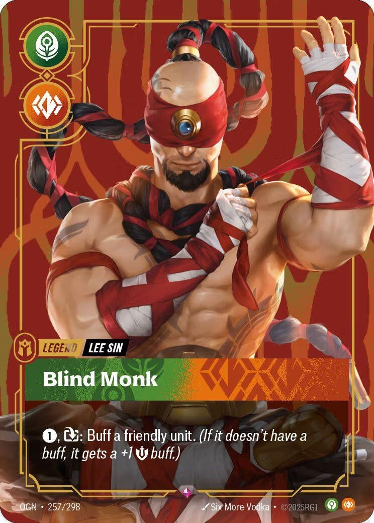 Image for Lee Sin - Blind Monk (Metal) (Best Of) (257/298) (Riftbound Organized Play Promotional Cards) (OPP) - Riftbound: League of Legends Trading Card Game