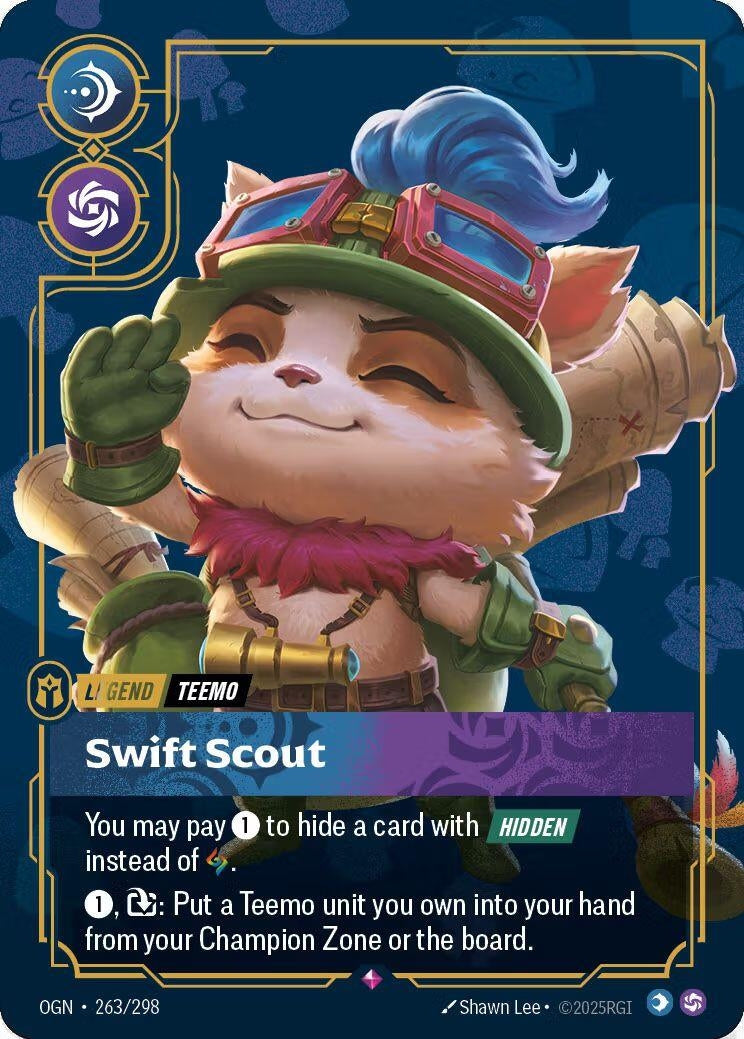 Image for Teemo - Swift Scout (Metal) (Best Of) (263/298) (Riftbound Organized Play Promotional Cards) (OPP) - Riftbound: League of Legends Trading Card Game