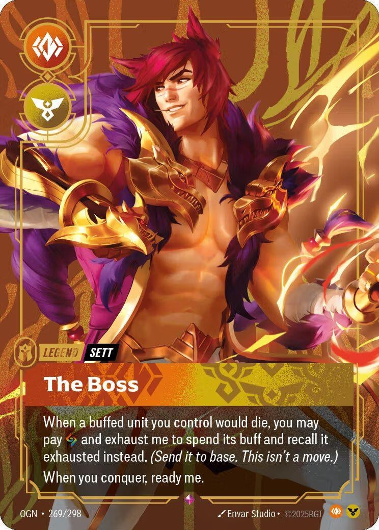 Image for Sett - The Boss (Metal) (Best Of) (269/298) (Riftbound Organized Play Promotional Cards) (OPP) - Riftbound: League of Legends Trading Card Game