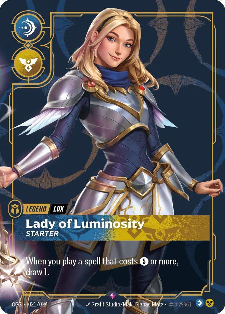 Image for Lux - Lady of Luminosity (Metal) (Best Of) (021/024) (Riftbound Organized Play Promotional Cards) (OPP) - Riftbound: League of Legends Trading Card Game