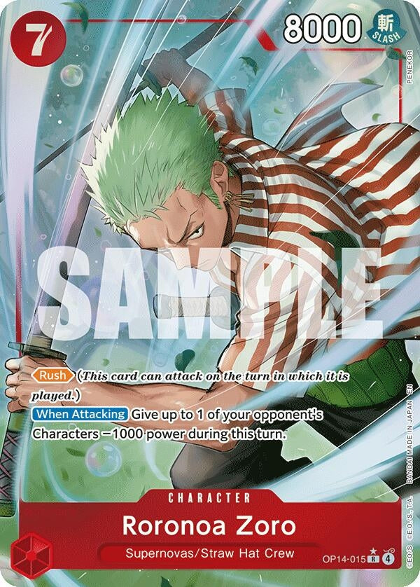 Image for Roronoa Zoro - OP14-015 (Alternate Art) (OP14-015) (The Azure Sea's Seven) (OP14) - One Piece Card Game